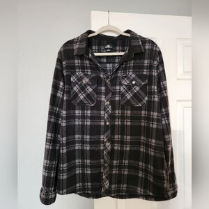 Black and Gray Plaid Button-Up Shirt